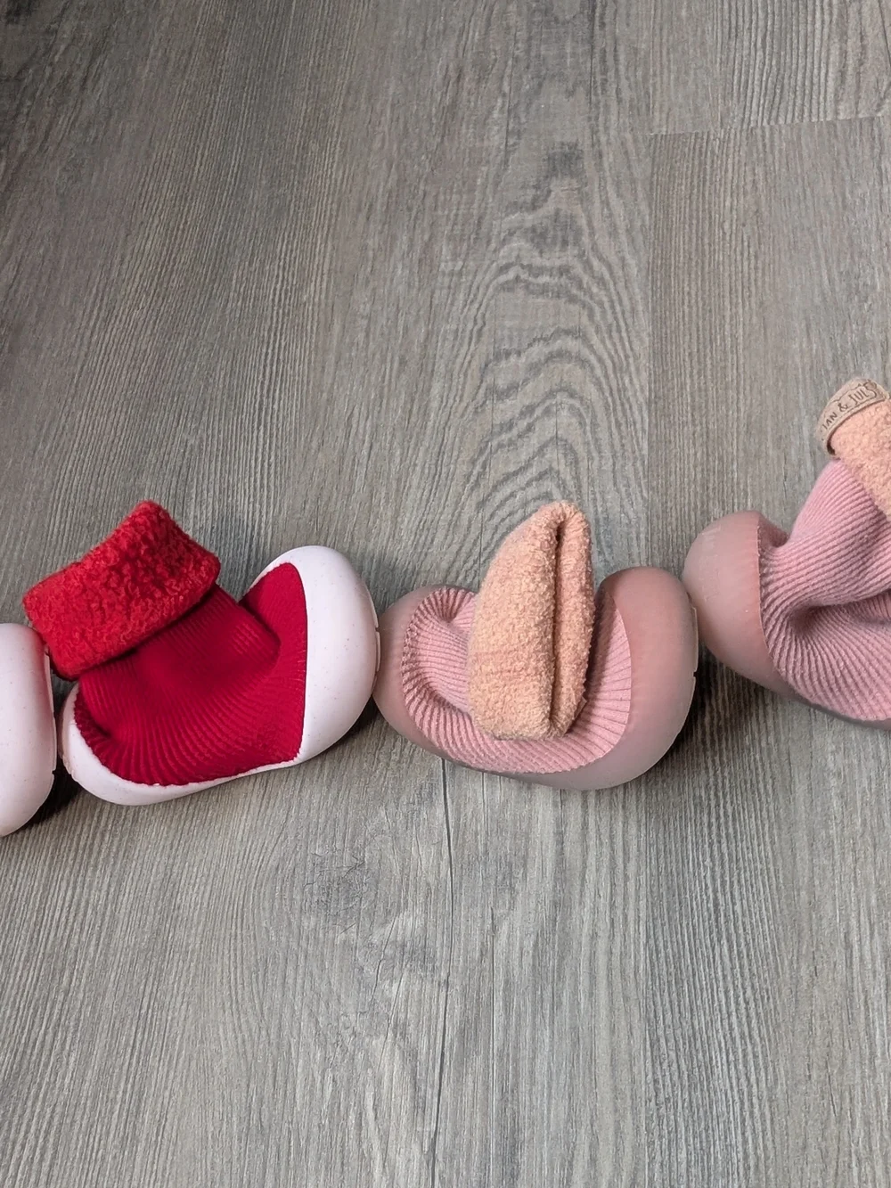 Jan and Jul Cozy Sock Shoes Lot of 2 Red‎ and Pink Size 5